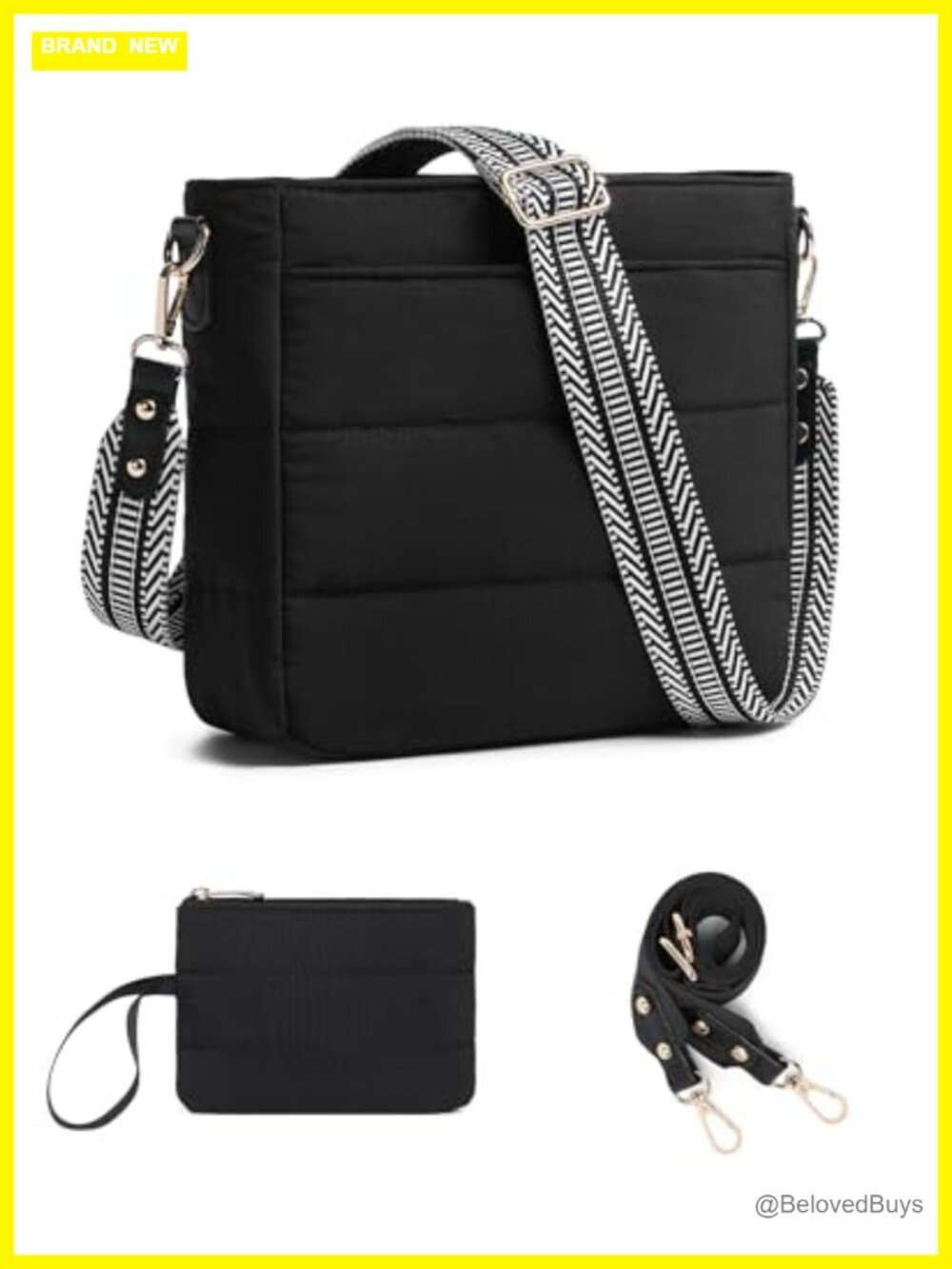 Puffer Quilted Crossbody Shoulder Hobo Bag Set